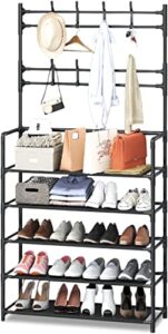 liwarace metal clothing rack,clothes garment coat rack with bottom shelf, clothing rack for hanging clothes, coats, skirts, shirts, sweaters, black