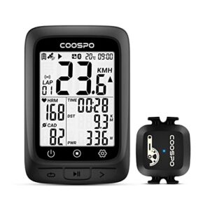 coospo gps cycling computer bc107 & bike cadence/speed sensor bk467, wireless bike gps speedometer with 2.4 inch auto-backlight display, bluetooth/ant+ bicycle computer gps sync with strava