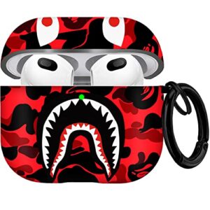 culippa for airpods 3 case cover shark mouth camo style pattern design for airpods 3nd generation silicone protective case shockproof for women girls with keychain for apple airpods 3 charging case