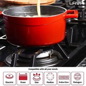 LAVA 7 Quarts Cast Iron Dutch Oven: Multipurpose Stylish Round Shape Dutch Oven Pot with Three Layers of Enamel Coated with Trendy Lid (Orange)