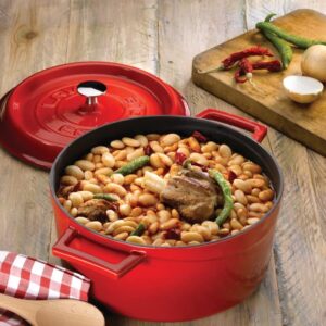 LAVA 7 Quarts Cast Iron Dutch Oven: Multipurpose Stylish Round Shape Dutch Oven Pot with Three Layers of Enamel Coated with Trendy Lid (Orange)