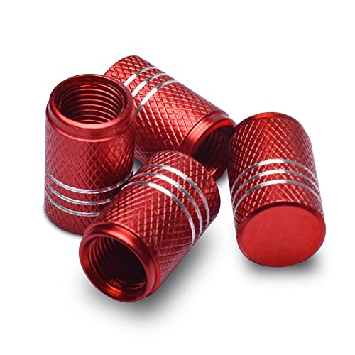 Tire Valve Stem Caps Anodized Aluminum Wheel Rim Valve Caps Set Corrosion Resistant Dustproof Seal Cover for Cars Motorcycle Scooter ATV Trucks SUVs Dirt Bike Bikes Bicycle Accessories 4 pcs Red