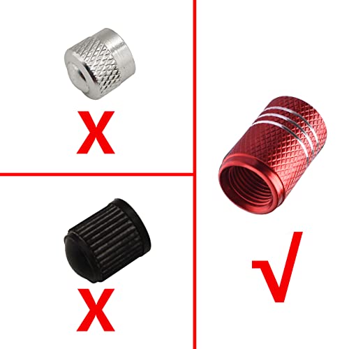 Tire Valve Stem Caps Anodized Aluminum Wheel Rim Valve Caps Set Corrosion Resistant Dustproof Seal Cover for Cars Motorcycle Scooter ATV Trucks SUVs Dirt Bike Bikes Bicycle Accessories 4 pcs Red