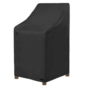 nettypro stackable patio chair covers waterproof outdoor patio furniture stacking chair cover, fits for 4-6 stack dining high back chairs, 26"w x 35"d x 45"h, black