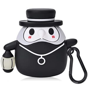 compatible airpod case cover with keychain, cute luminous medieval plague doctor design compatiable with airpods 1st & 2nd generation case