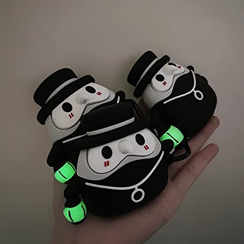 Compatible AirPod Case Cover with Keychain, Cute Luminous Medieval Plague Doctor Design Compatiable with AirPods 1st & 2nd Generation Case