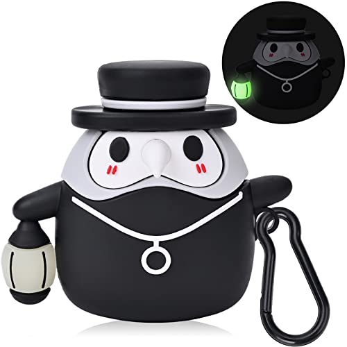 Compatible AirPod Case Cover with Keychain, Cute Luminous Medieval Plague Doctor Design Compatiable with AirPods 1st & 2nd Generation Case