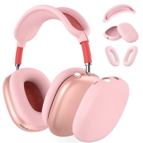 Silicone Case Cover for AirPods Max Headphones, Anti-Scratch Ear Pad Case Cover/Ear Cups Cover/Headband Cover for AirPods Max, Accessories Soft Silicone Skin Protector for Apple AirPods Max (Pink)