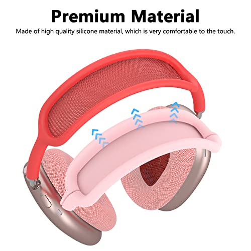 Silicone Case Cover for AirPods Max Headphones, Anti-Scratch Ear Pad Case Cover/Ear Cups Cover/Headband Cover for AirPods Max, Accessories Soft Silicone Skin Protector for Apple AirPods Max (Pink)