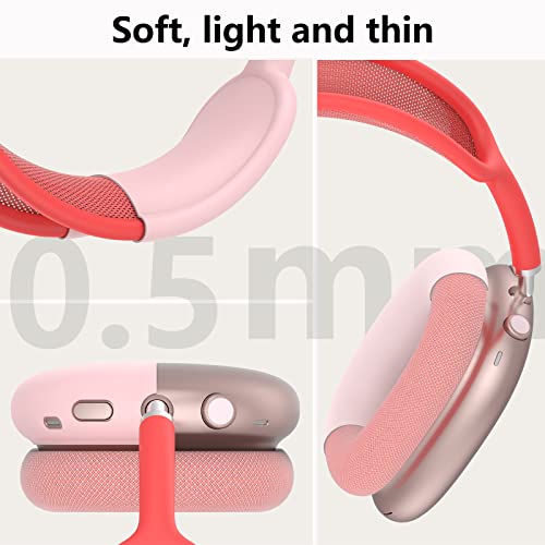 Silicone Case Cover for AirPods Max Headphones, Anti-Scratch Ear Pad Case Cover/Ear Cups Cover/Headband Cover for AirPods Max, Accessories Soft Silicone Skin Protector for Apple AirPods Max (Pink)