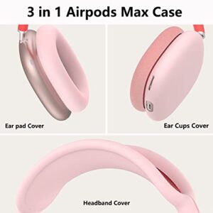 Silicone Case Cover for AirPods Max Headphones, Anti-Scratch Ear Pad Case Cover/Ear Cups Cover/Headband Cover for AirPods Max, Accessories Soft Silicone Skin Protector for Apple AirPods Max (Pink)