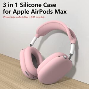 Silicone Case Cover for AirPods Max Headphones, Anti-Scratch Ear Pad Case Cover/Ear Cups Cover/Headband Cover for AirPods Max, Accessories Soft Silicone Skin Protector for Apple AirPods Max (Pink)