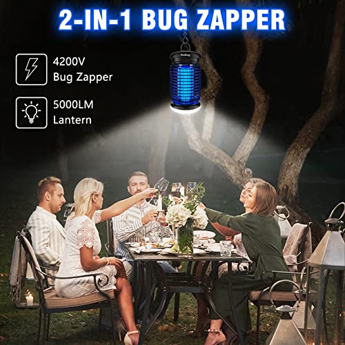 Endbug Bug Zapper Outdoor, Mosquito Zapper Outdoor with LED Light, 4200V Electric Bug Zapper, 5ft Power Cord, IPX6 Waterproof Fly Trap, 2-in-1 Fly Zapper Indoor for Patio Garden Backyard Home, Plug in