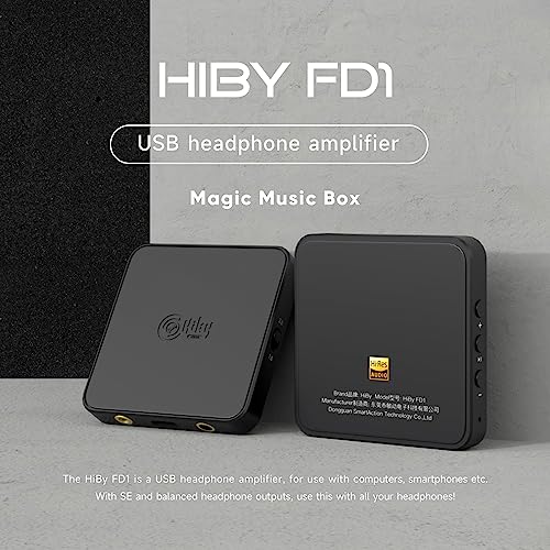 HiBy FD1 hi res USB c dac amp Portable dac Headphone amp Mini dac dongle with Balanced Headphone Output for iPhone/Android/iOS/Mac/Windows
