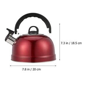 UPKOCH Whistling Stovetop Tea Kettle 3L Stainless Steel Teapot Hot Water Boiling Whistling Tea Pot with Cool Grip Ergonomic Handle for Gas Induction Electric Stovetops Red