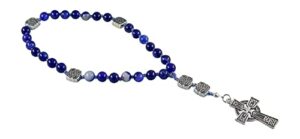 kit johnson designs anglican rosary beads, blue striped agate beads, celtic cross, prayer bag, instruction booklet