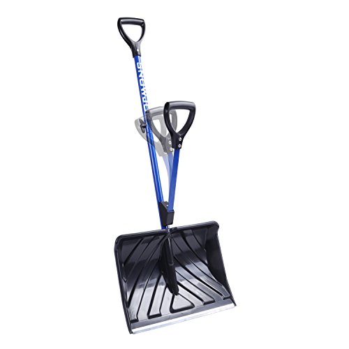 Snow Joe Shovelution SJ-SHLV01-P2 18-in Strain-Reducing Snow Shovel w/ Spring Assisted Handle, Blue