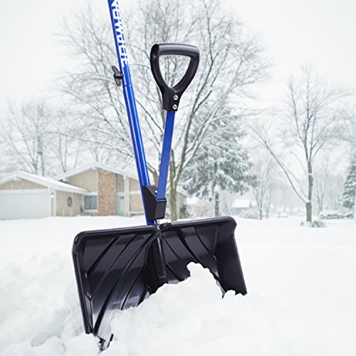 Snow Joe Shovelution SJ-SHLV01-P2 18-in Strain-Reducing Snow Shovel w/ Spring Assisted Handle, Blue