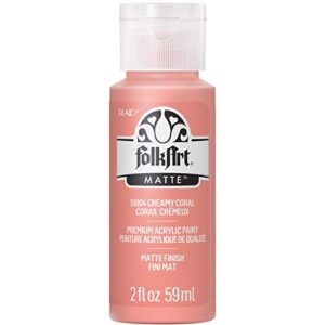 folkart, creamy coral acrylic 2 fl oz premium matte finish paint, perfect for easy to apply diy arts and crafts, 51004
