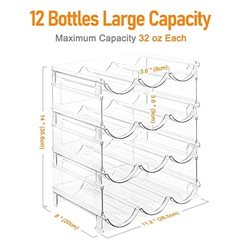 Water Bottle Organizer for Cabinet, 4 Packs Stackable Plastic Water Bottle Holder, Wine Racks for Kitchen Fridge Pantry Organization and Storage,Tumbler Travel Cup Holder and Organizer