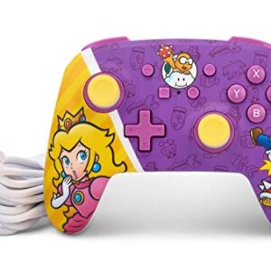 PowerA Enhanced Nintendo Switch Wired Controller - Princess Peach Battle, Mario, Gamepad, game controller, Mappable Advanced Gaming Buttons, 10ft Cable, 3.5mm headphone jack, Wired Pro Controller for Switch, Officially Licensed by Nintendo