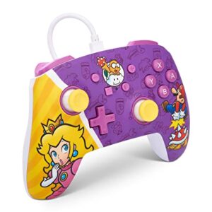 PowerA Enhanced Nintendo Switch Wired Controller - Princess Peach Battle, Mario, Gamepad, game controller, Mappable Advanced Gaming Buttons, 10ft Cable, 3.5mm headphone jack, Wired Pro Controller for Switch, Officially Licensed by Nintendo