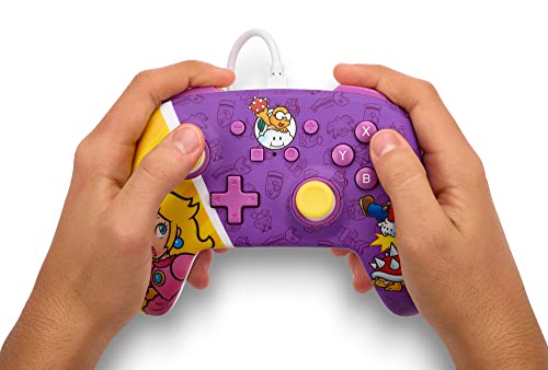 PowerA Enhanced Nintendo Switch Wired Controller - Princess Peach Battle, Mario, Gamepad, game controller, Mappable Advanced Gaming Buttons, 10ft Cable, 3.5mm headphone jack, Wired Pro Controller for Switch, Officially Licensed by Nintendo