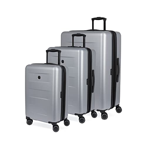 SwissGear 8020 Hardside Expandable Luggage with Spinner Wheels, Ultimate Grey, 3-Piece Set (18/24/27)