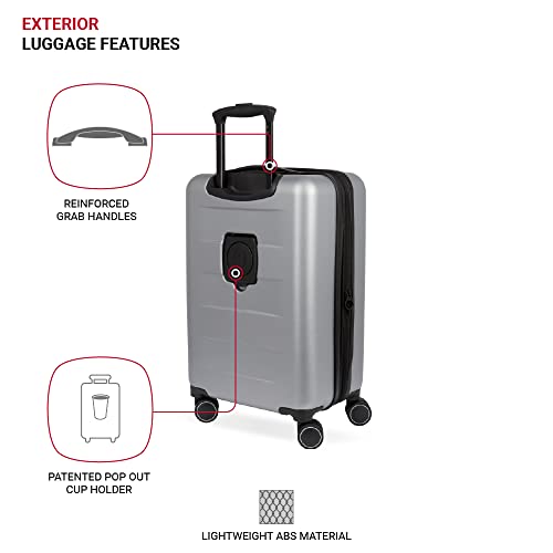 SwissGear 8020 Hardside Expandable Luggage with Spinner Wheels, Ultimate Grey, 3-Piece Set (18/24/27)