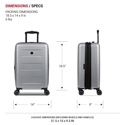 SwissGear 8020 Hardside Expandable Luggage with Spinner Wheels, Ultimate Grey, 3-Piece Set (18/24/27)