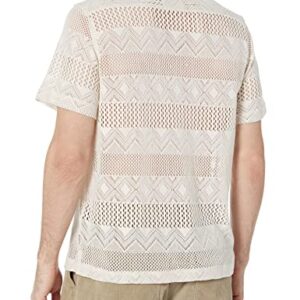 GUESS Men's Short Sleeve Geo Crochet Knit Shirt, Muted Stone