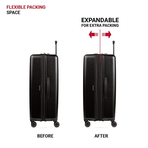 SwissGear 8020 Hardside Expandable Luggage with Spinner Wheels, Black, Checked-Large 27-Inch