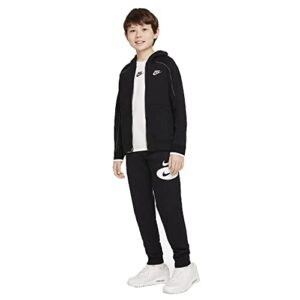 Nike Sportswear Big Kids Boys Fleece Full-Zip Hoodie (as1, alpha, l, regular, Black/Smoke Grey/White)