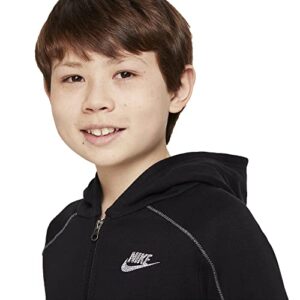 Nike Sportswear Big Kids Boys Fleece Full-Zip Hoodie (as1, alpha, l, regular, Black/Smoke Grey/White)