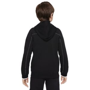 Nike Sportswear Big Kids Boys Fleece Full-Zip Hoodie (as1, alpha, m, regular, Black/Smoke Grey/White)