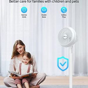 ZICOOLER Pedestal Fan for Bedroom, 28dB Ultra Quiet Standing Fan for Home Bedroom, 80°+60° Oscillating Floor Fans with 3 Speeds, Portable Stand Fan Desk Fan 2-in-1 Air Circulator Fan