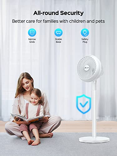 ZICOOLER Pedestal Fan for Bedroom, 28dB Ultra Quiet Standing Fan for Home Bedroom, 80°+60° Oscillating Floor Fans with 3 Speeds, Portable Stand Fan Desk Fan 2-in-1 Air Circulator Fan