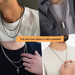 Reoxvo 2mm Silver Chain Necklace Jewelry for Men Boys Stainless Steel Mens Thin Box Chain Necklaces Italy Chains for Men 20 inch