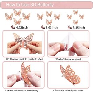 Rose Gold Happy Birthday Party Decorations for Women Girls, Happy Birthday Banner for Her, Fringe Curtains, Foil Tablecloth, Confetti Balloons, Butterfly Decor for 13th 16th 18th 21st 30th 40th 50th