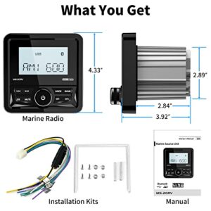 Bluetooth Marine Digital Media Receiver: 2.8" LCD Display Waterproof Boat Radio System - Marine Gauge Stereo with AM FM | USB AUX MP3 | 200W Pre-Amp EQ Subwoofer