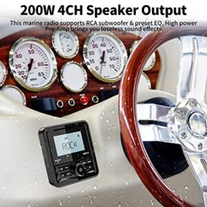 Bluetooth Marine Digital Media Receiver: 2.8" LCD Display Waterproof Boat Radio System - Marine Gauge Stereo with AM FM | USB AUX MP3 | 200W Pre-Amp EQ Subwoofer