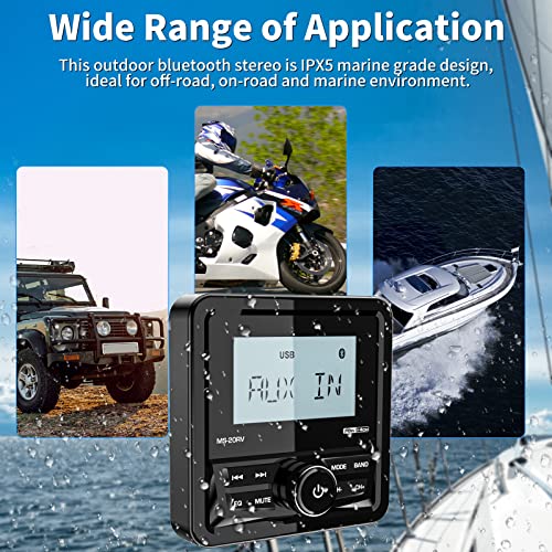 Bluetooth Marine Digital Media Receiver: 2.8" LCD Display Waterproof Boat Radio System - Marine Gauge Stereo with AM FM | USB AUX MP3 | 200W Pre-Amp EQ Subwoofer