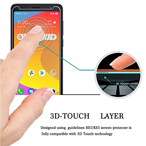 beukei (3 Pack) Compatible for TCL Ion Z Screen Protector Tempered Glass, Touch Sensitive,Case Friendly, 9H Hardness