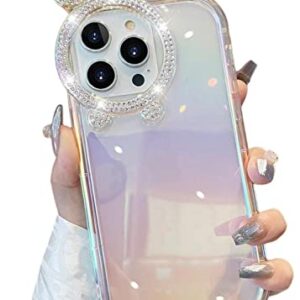 Threesee for iPhone 14 Pro Max Mickey Mouse Cartoon Case,Bling Glitter Diamond Cute Bow Soft TPU Women Girls Kids Protective Clear Phone Case for iPhone14 Pro Max 6.7 inch