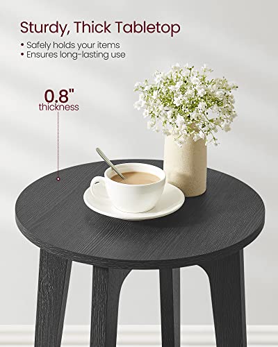 VASAGLE Round End Table with Lower Shelf, Nightstand for Small Spaces, 15.8 x15.8 x 19.7 Inches, Black