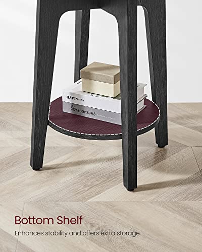 VASAGLE Round End Table with Lower Shelf, Nightstand for Small Spaces, 15.8 x15.8 x 19.7 Inches, Black