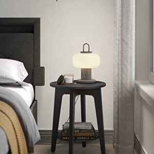 VASAGLE Round End Table with Lower Shelf, Nightstand for Small Spaces, 15.8 x15.8 x 19.7 Inches, Black