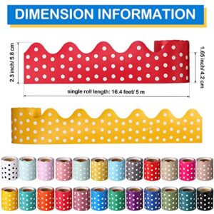 24 Rolls 394 Feet Scalloped Bulletin Board Borders 24 Colors Polka Dot Rolled Classroom Bulletin Boarder Trim Decorations Paper Border Rolled for Bulletin Board Classroom Decor