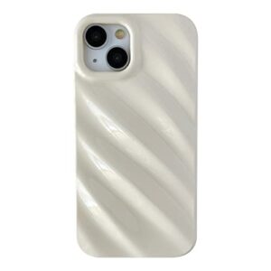 caseative cute water ripple pattern wave shape camera lens protection soft compatible with iphone case (white,iphone 14 pro)