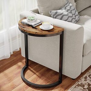 LITTLE TREE End Table Half Round, 1PC, 1-Tier Brown